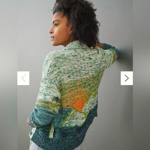 Anthropologie Pilcro Mountain Sunset Embroidered Cardigan Sweater